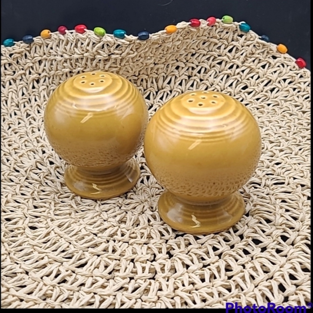RARE FIESTA Ironstone Antique Gold Salt Pepper Vtg 1967-1972